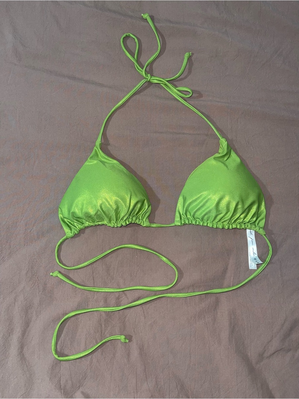 Urban Outfitters Lime Green Shimmery Triangle Swim Top